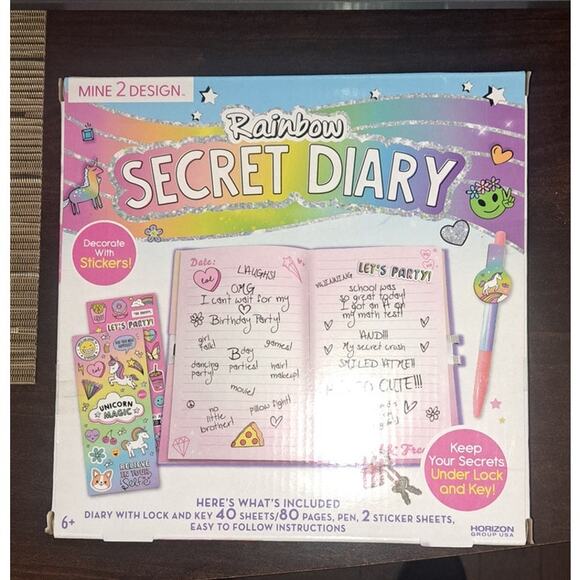 Rainbow Unicorn 80 Page Secret Diary Journal with Lock Key Pen & Stickers - Picture 8 of 8